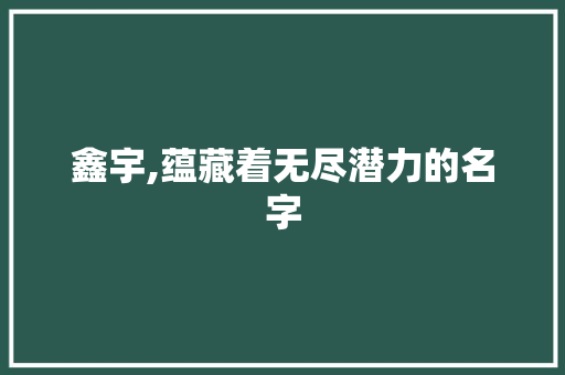 鑫宇,蕴藏着无尽潜力的名字