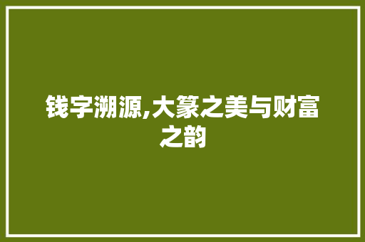 钱字溯源,大篆之美与财富之韵