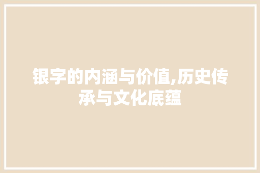 银字的内涵与价值,历史传承与文化底蕴
