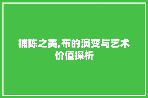 铺陈之美,布的演变与艺术价值探析