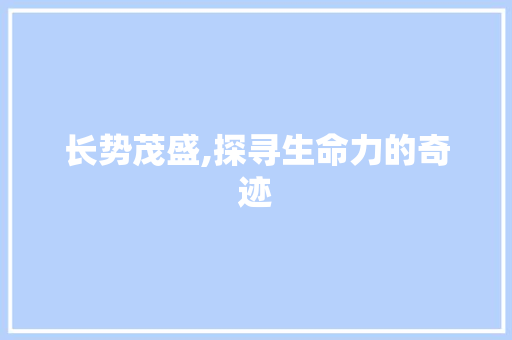长势茂盛,探寻生命力的奇迹