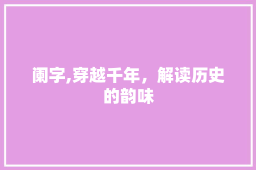 阑字,穿越千年，解读历史的韵味