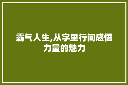 霸气人生,从字里行间感悟力量的魅力