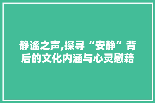 静谧之声,探寻“安静”背后的文化内涵与心灵慰藉