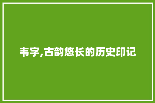 韦字,古韵悠长的历史印记