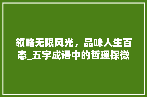 领略无限风光，品味人生百态_五字成语中的哲理探微