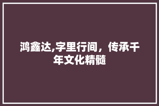 鸿鑫达,字里行间，传承千年文化精髓