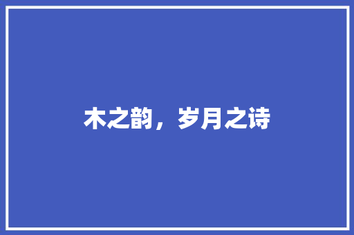 木之韵，岁月之诗 会议纪要