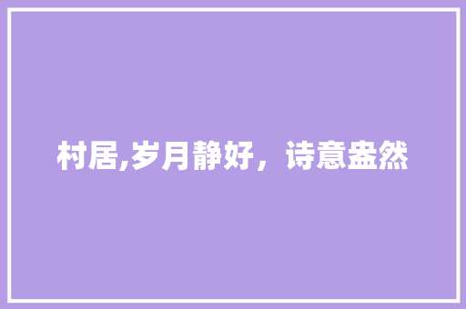村居,岁月静好，诗意盎然