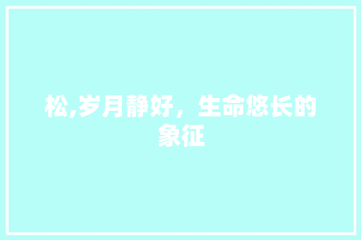 松,岁月静好，生命悠长的象征