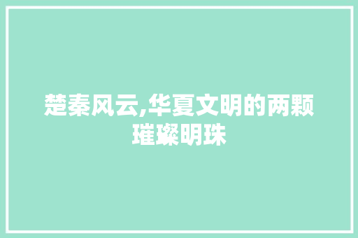 楚秦风云,华夏文明的两颗璀璨明珠