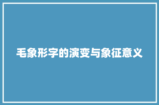 毛象形字的演变与象征意义 职场写作