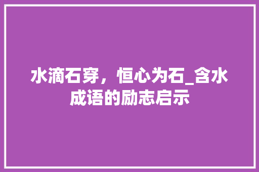 水滴石穿，恒心为石_含水成语的励志启示