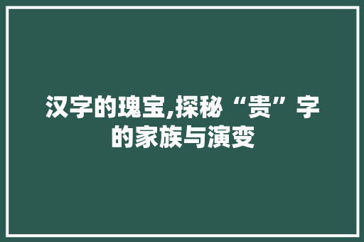 汉字的瑰宝,探秘“贵”字的家族与演变