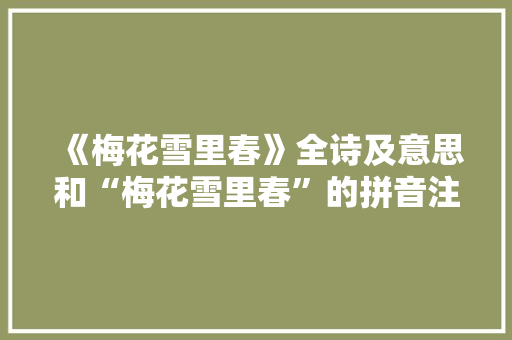 《梅花雪里春》全诗及意思和“梅花雪里春”的拼音注释