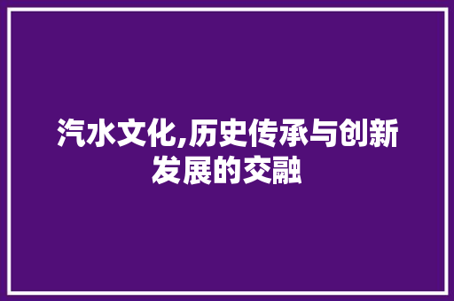 汽水文化,历史传承与创新发展的交融