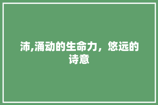 沛,涌动的生命力，悠远的诗意