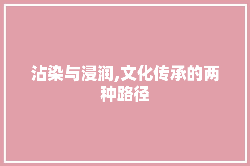 沾染与浸润,文化传承的两种路径