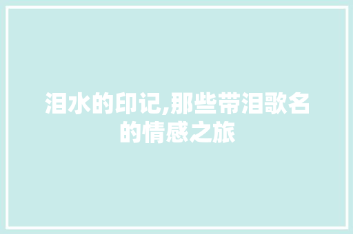 泪水的印记,那些带泪歌名的情感之旅