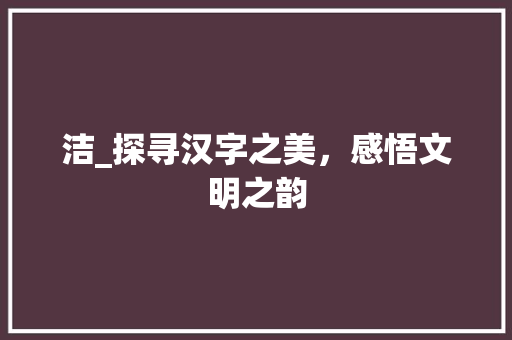 洁_探寻汉字之美，感悟文明之韵