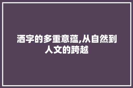 洒字的多重意蕴,从自然到人文的跨越