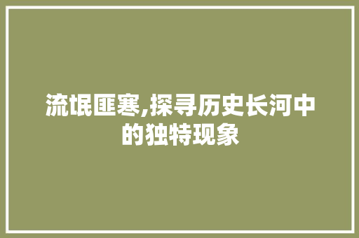 流氓匪寒,探寻历史长河中的独特现象