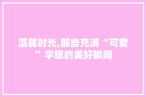 温馨时光,那些充满“可爱”字眼的美好瞬间