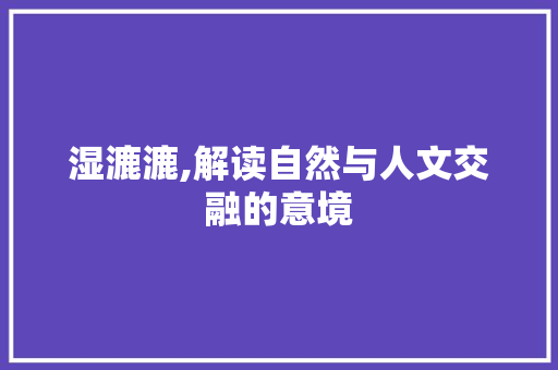 湿漉漉,解读自然与人文交融的意境