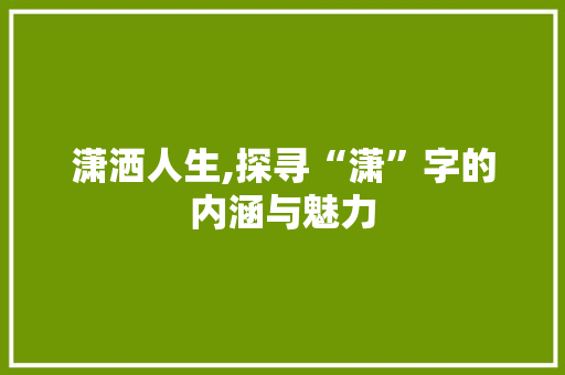 潇洒人生,探寻“潇”字的内涵与魅力