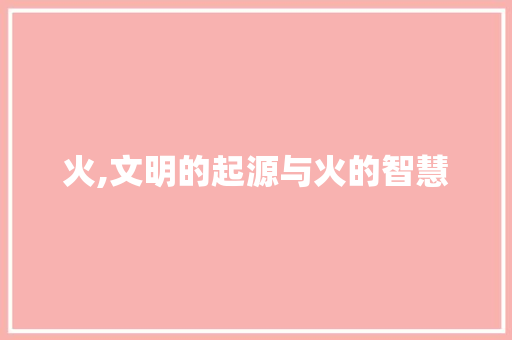 火,文明的起源与火的智慧