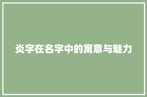 炎字在名字中的寓意与魅力