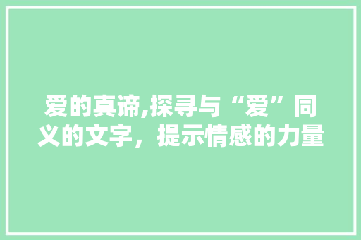 爱的真谛,探寻与“爱”同义的文字，提示情感的力量 会议纪要