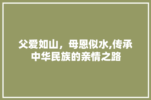 父爱如山，母恩似水,传承中华民族的亲情之路 应用文