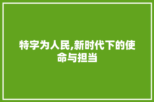 特字为人民,新时代下的使命与担当