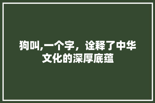 狗叫,一个字，诠释了中华文化的深厚底蕴
