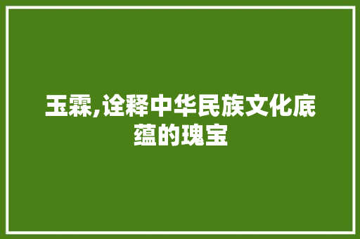 玉霖,诠释中华民族文化底蕴的瑰宝