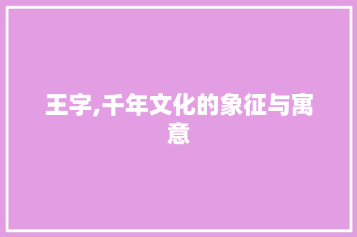 王字,千年文化的象征与寓意