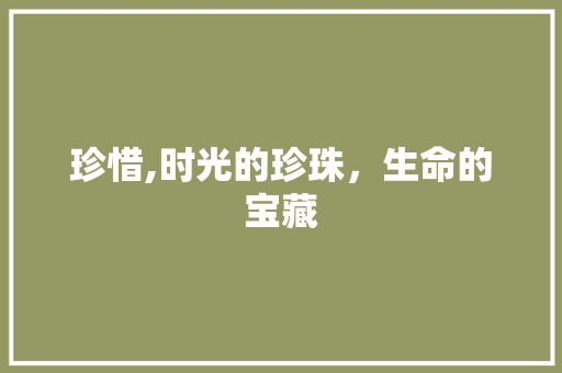 珍惜,时光的珍珠，生命的宝藏