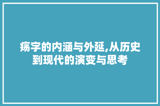 疡字的内涵与外延,从历史到现代的演变与思考