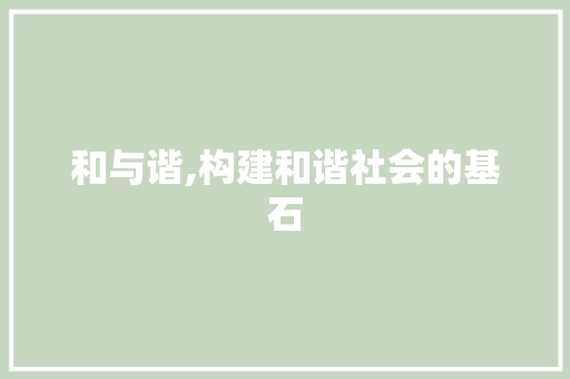 和与谐,构建和谐社会的基石