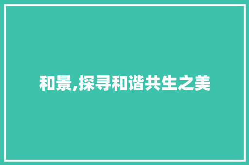 和景,探寻和谐共生之美