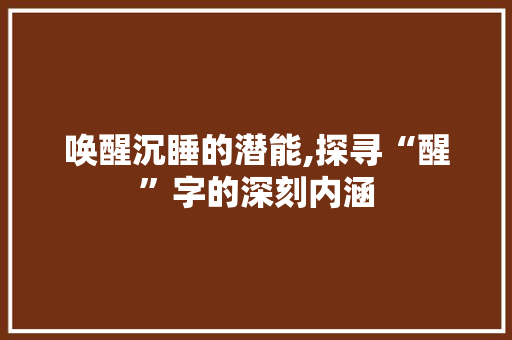 唤醒沉睡的潜能,探寻“醒”字的深刻内涵