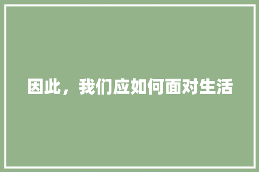因此，我们应如何面对生活