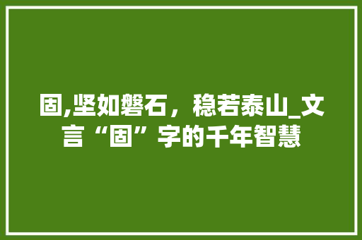 固,坚如磐石，稳若泰山_文言“固”字的千年智慧