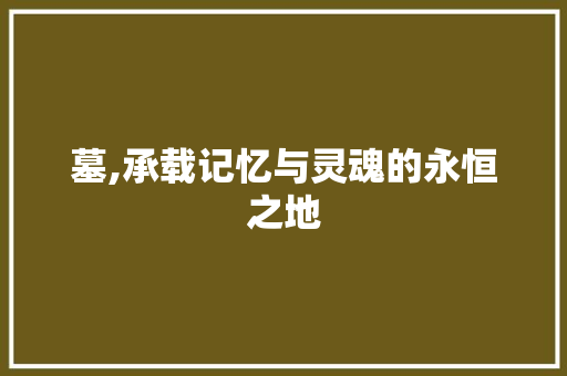 墓,承载记忆与灵魂的永恒之地