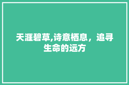 天涯碧草,诗意栖息，追寻生命的远方