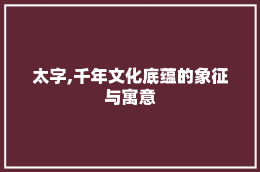 太字,千年文化底蕴的象征与寓意