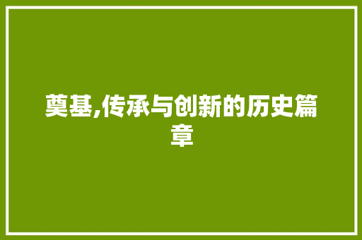 奠基,传承与创新的历史篇章