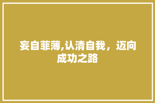 妄自菲薄,认清自我，迈向成功之路