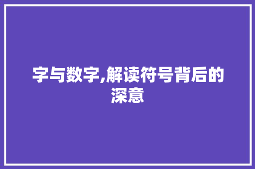 字与数字,解读符号背后的深意